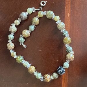 Agate and evil eye necklace